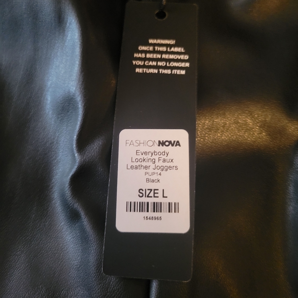 Fashion Nova Black Faux Leather Pants/joggers